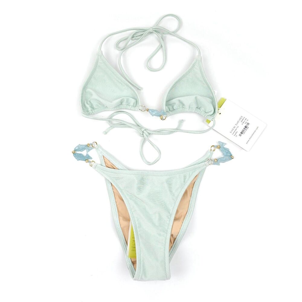 NWT Shani Shemer Vivienne Top Nico Bottom Bikini Set Aqua Resort Boho Mermaid XS